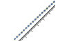 Fio de Strass, SS12, Ouro, Strass Azul Cobalt